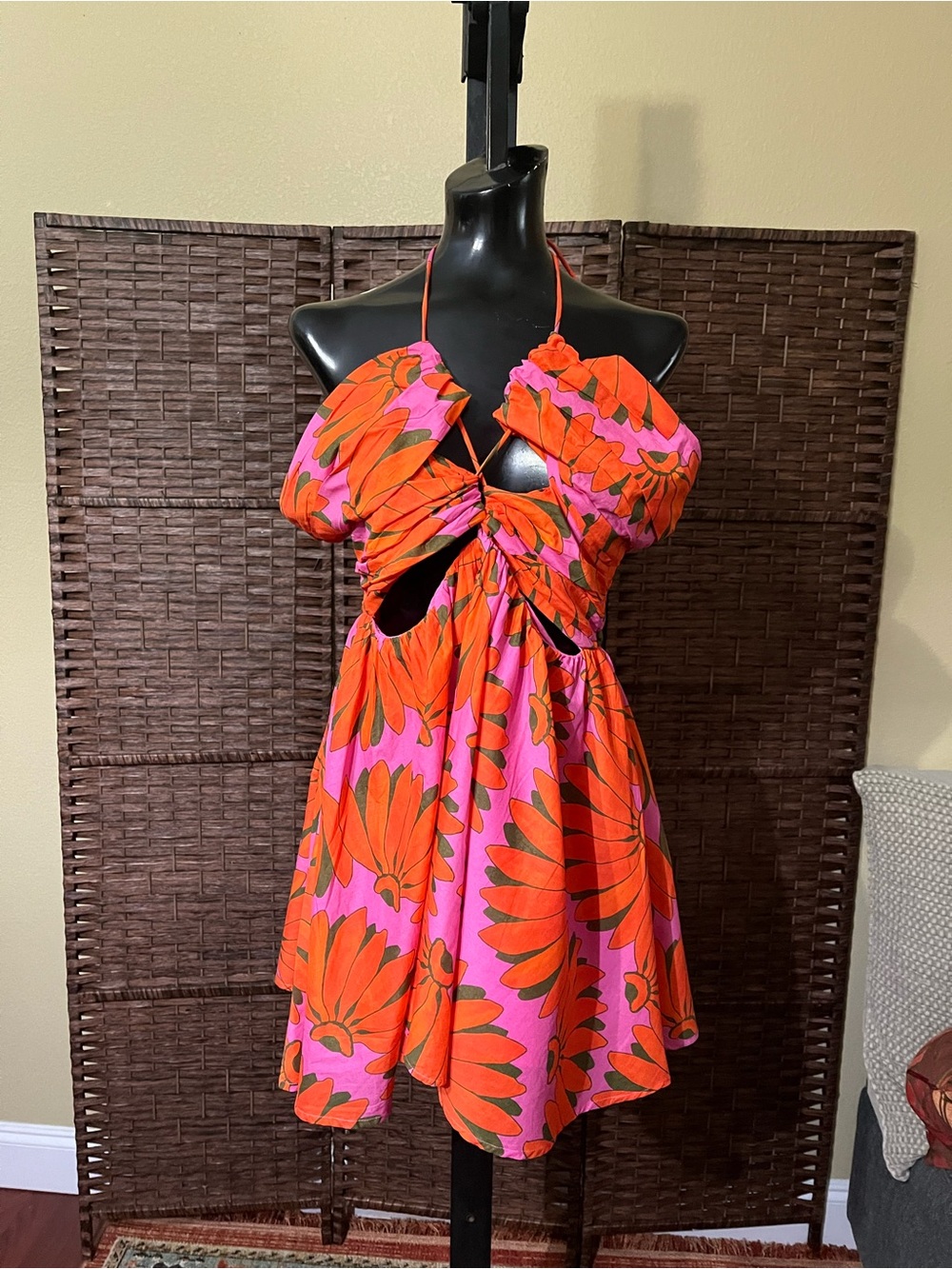 NEW FARM Rio Copacabana Cut-Out Halter Mini Dress – Size Large - Picture 4 of 8
